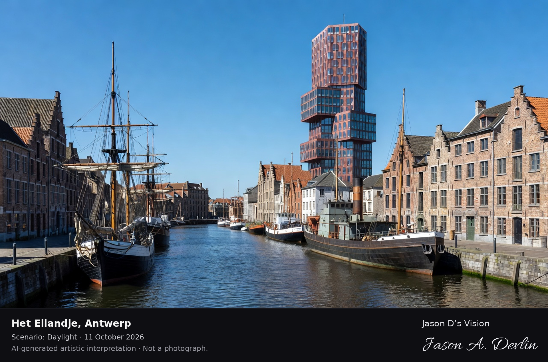 AI-generated artistic interpretation of Het Eilandje, Antwerp, Belgium.