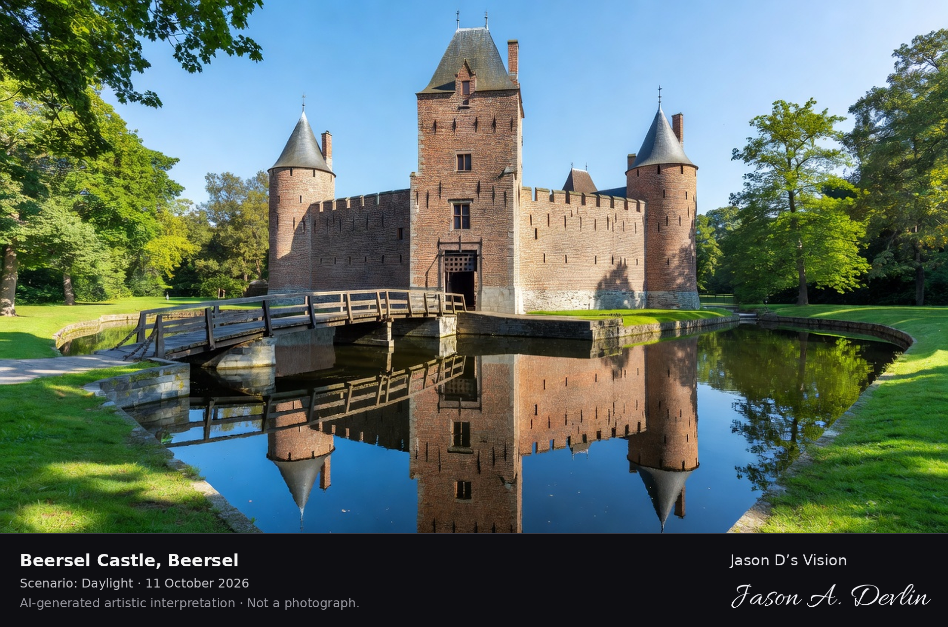 AI-generated artistic interpretation of Beersel Castle, Beersel, Belgium.