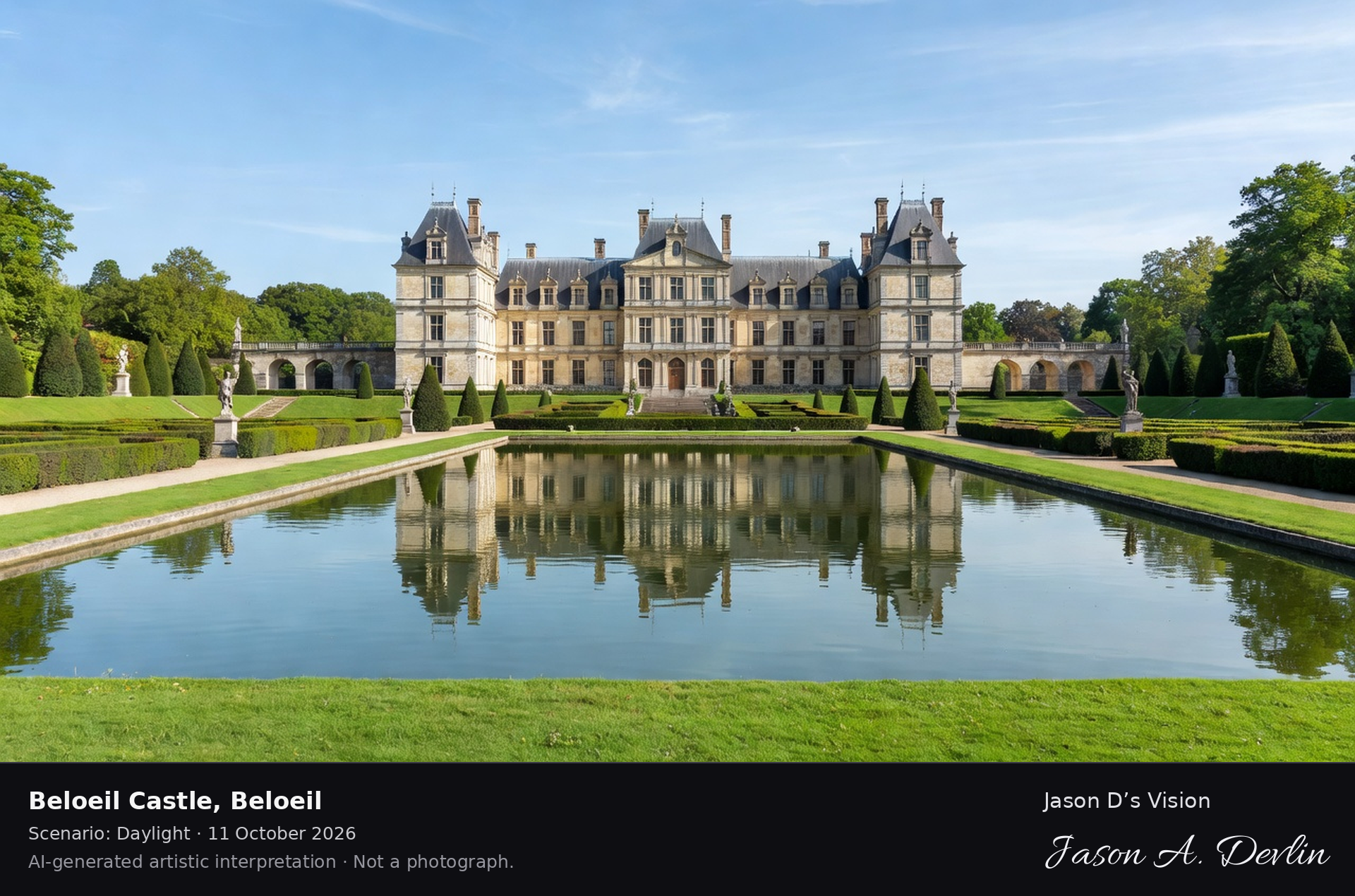 AI-generated artistic interpretation of Beloeil Castle, Beloeil, Belgium.