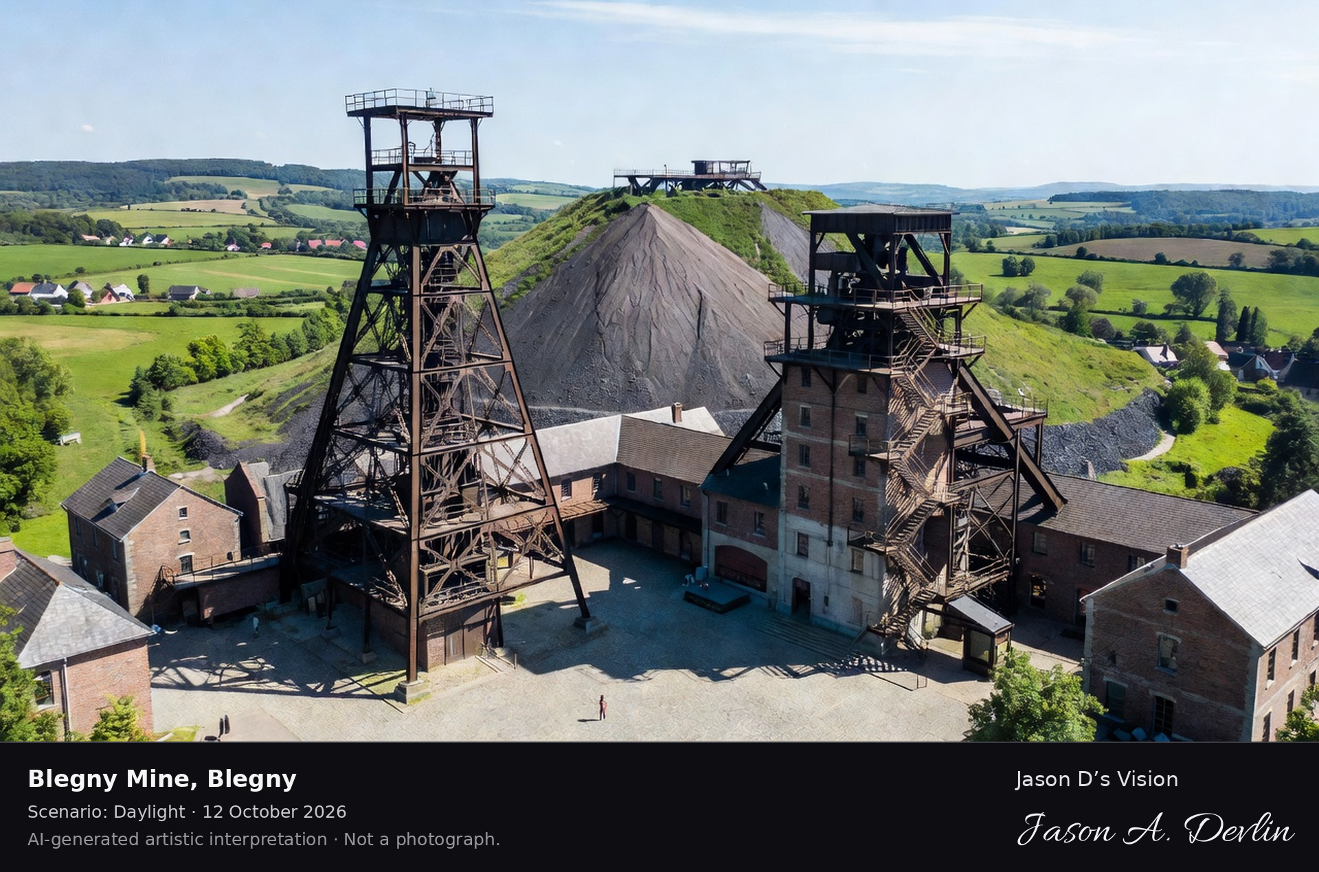 AI-generated artistic interpretation of Blegny Mine, Blegny, Belgium.