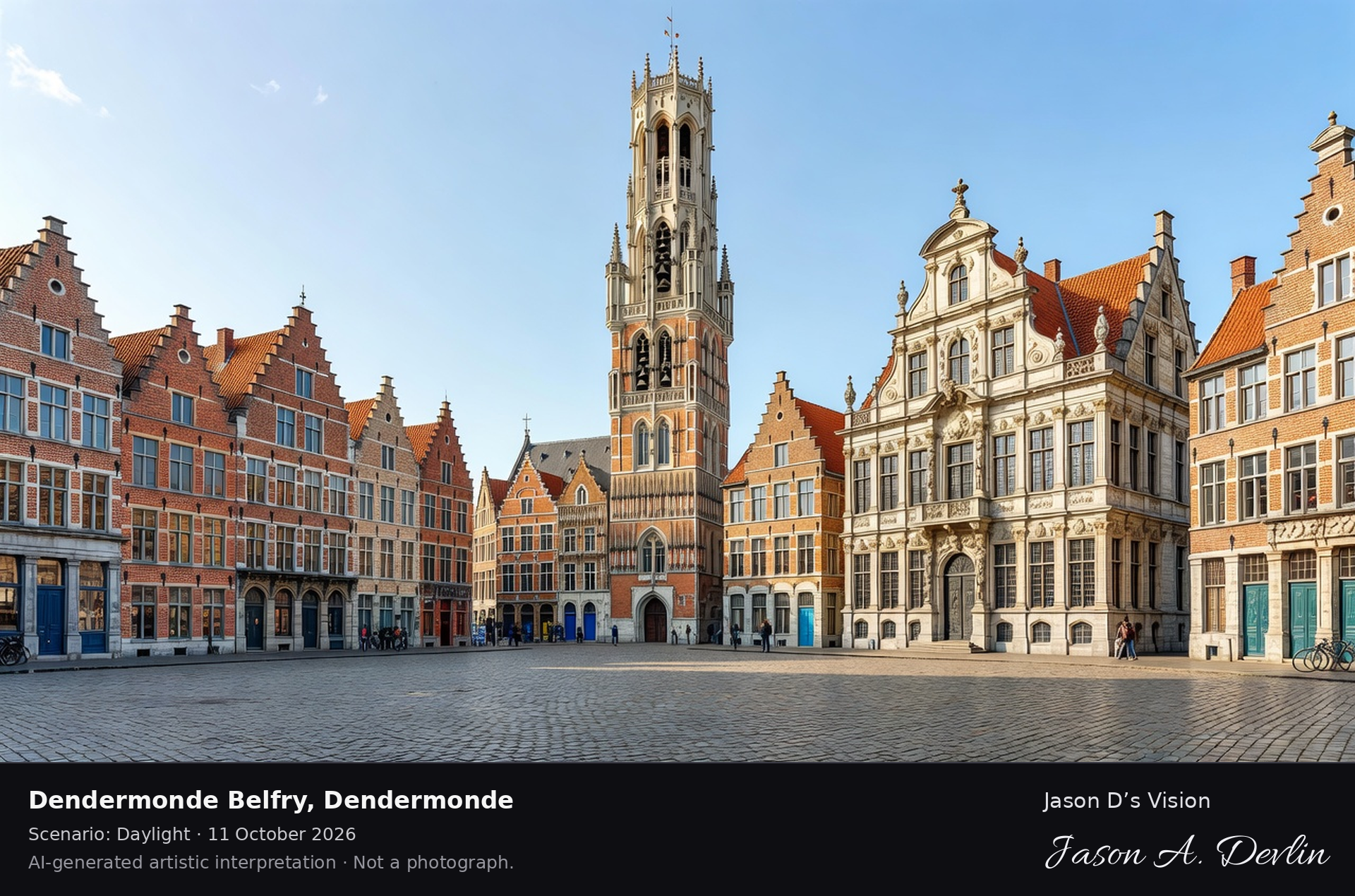 AI-generated artistic interpretation of Dendermonde Belfry, Dendermonde, Belgium.
