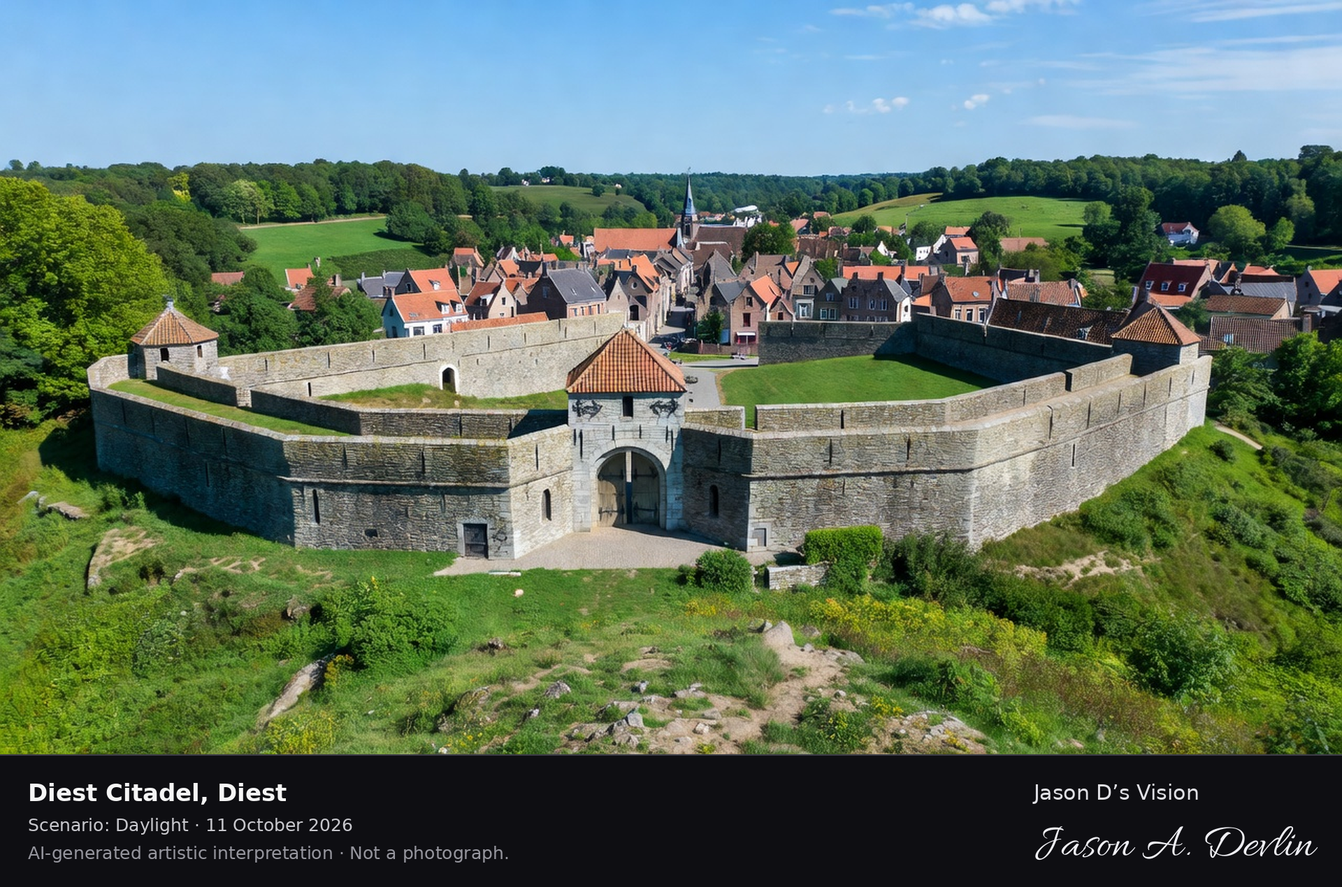 AI-generated artistic interpretation of Diest Citadel, Diest, Belgium.