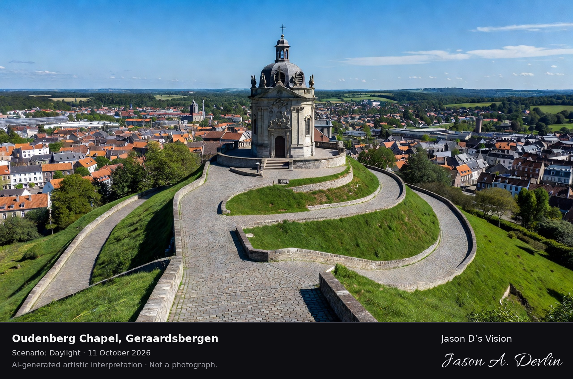 AI-generated artistic interpretation of Oudenberg Chapel, Geraardsbergen, Belgium.