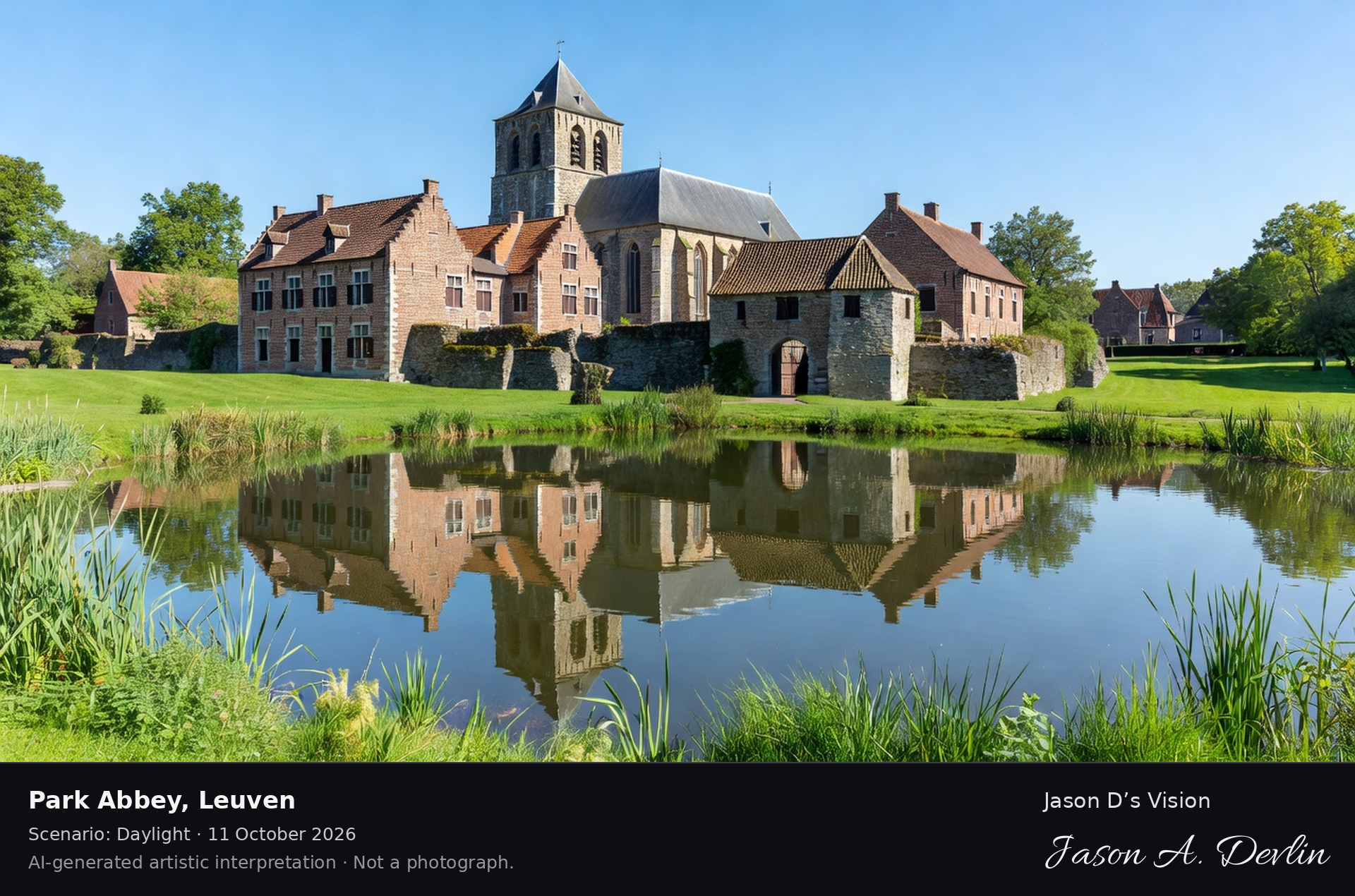 AI-generated artistic interpretation of Park Abbey, Leuven, Belgium.