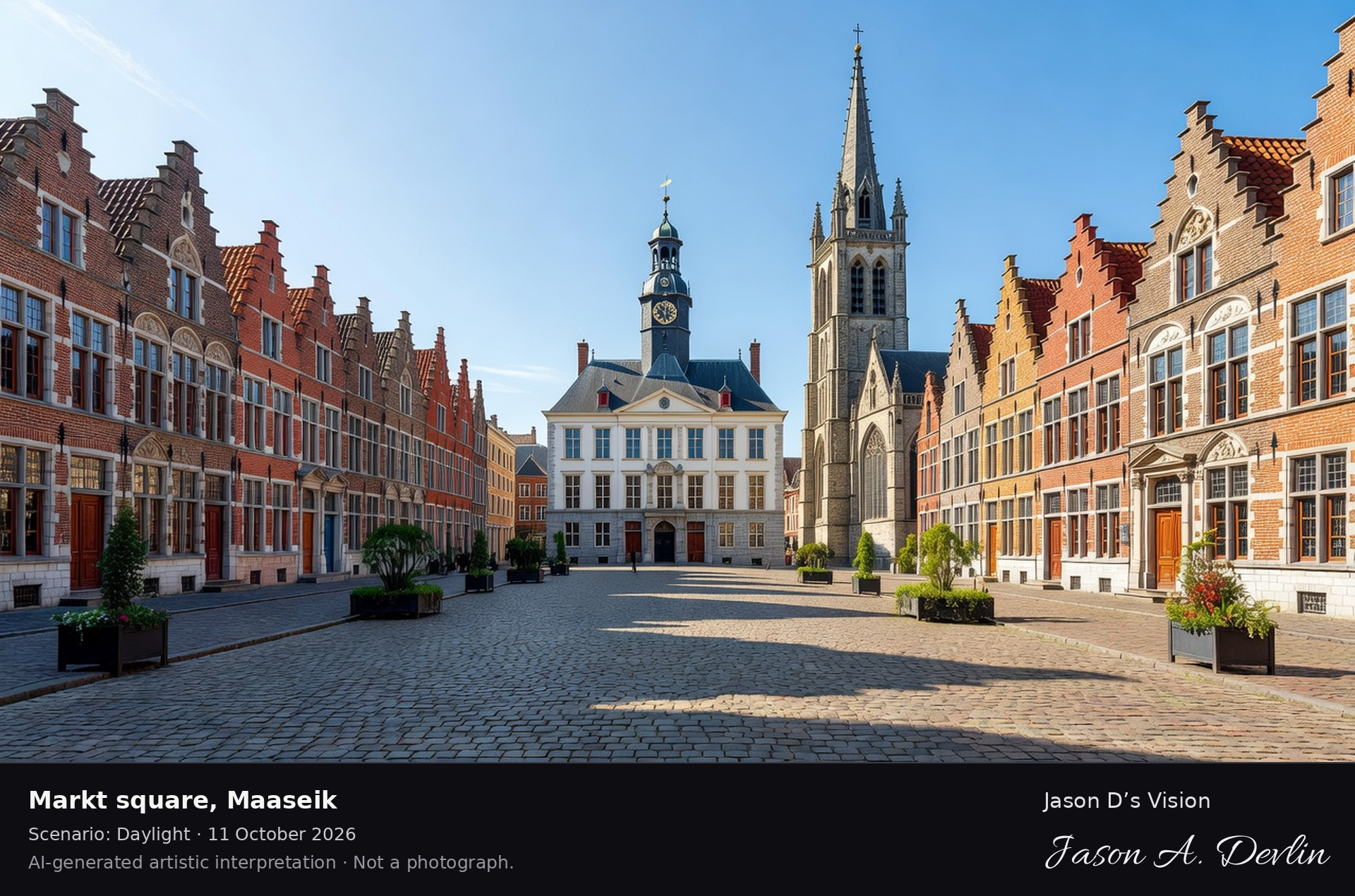 AI-generated artistic interpretation of Markt square, Maaseik, Belgium.