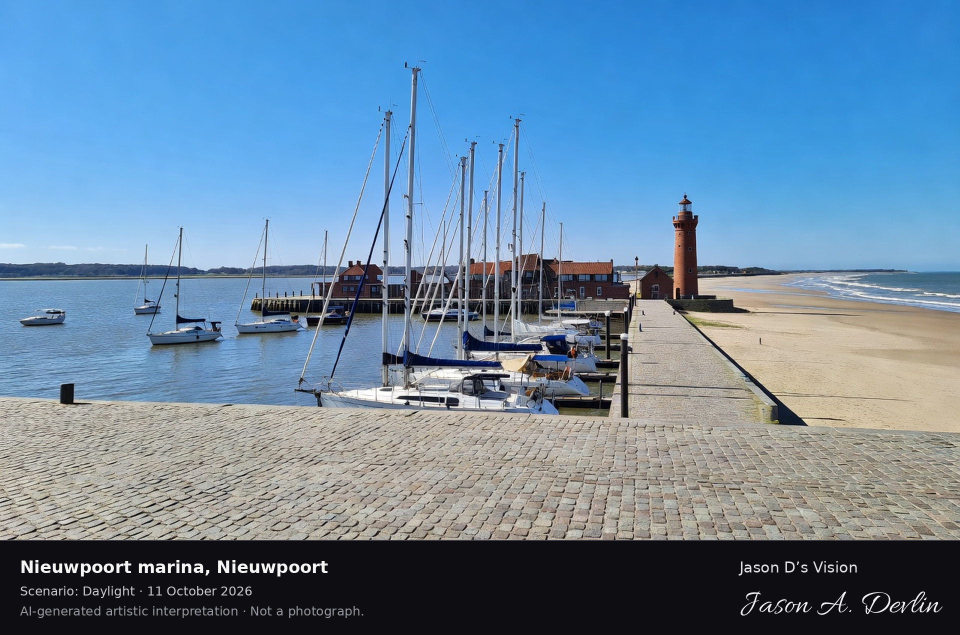 AI-generated artistic interpretation of Nieuwpoort marina, Nieuwpoort, Belgium.