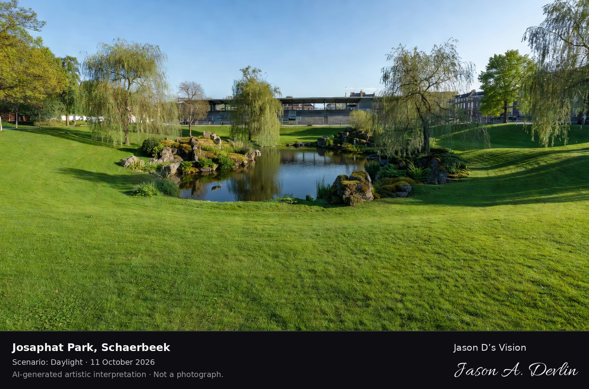 AI-generated artistic interpretation of Josaphat Park, Schaerbeek, Belgium.