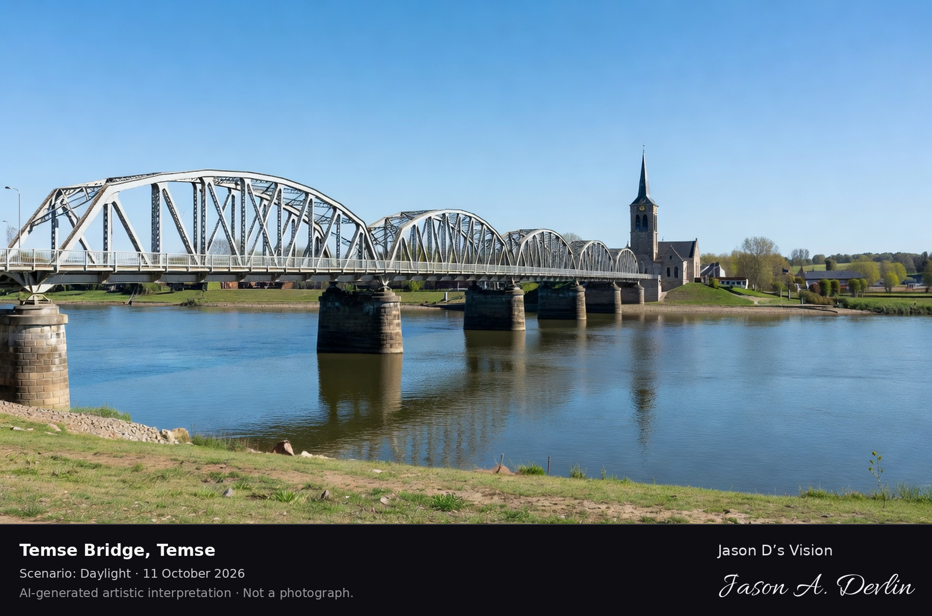 AI-generated artistic interpretation of Temse Bridge, Temse, Belgium.