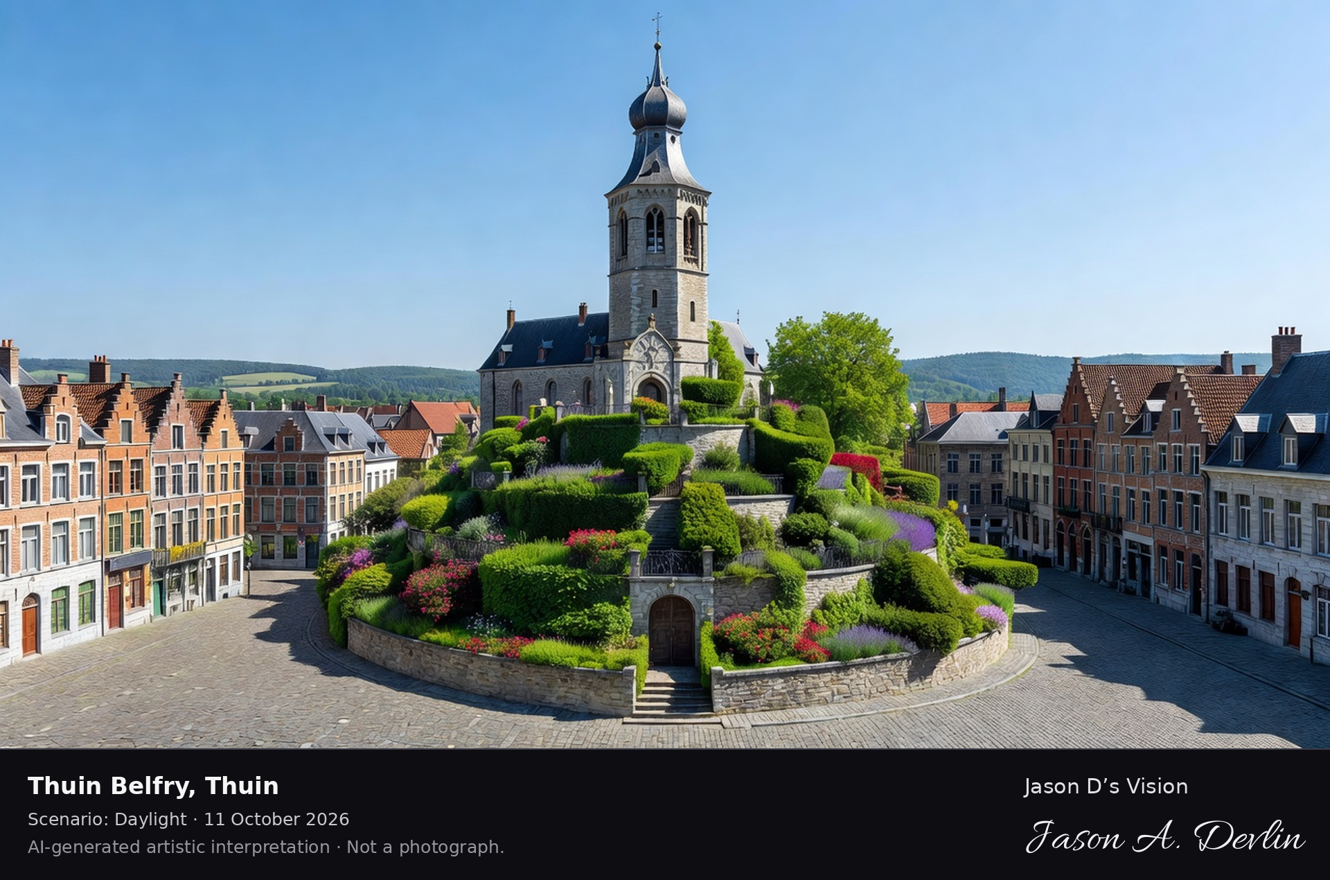 AI-generated artistic interpretation of Thuin Belfry, Thuin, Belgium.
